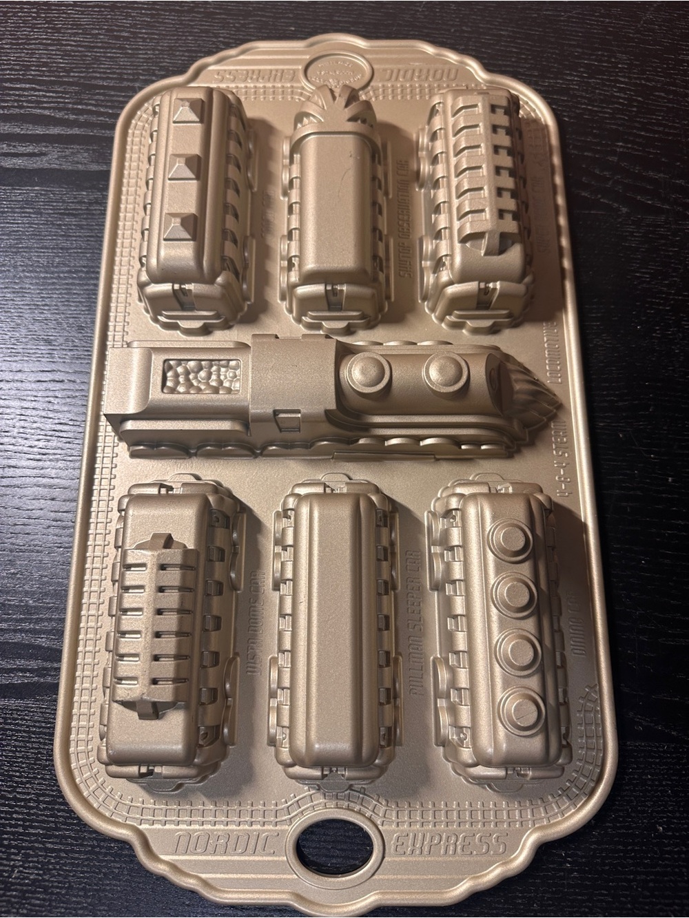 Nordic Ware Locomotive Train Cake Pan Gold Nonstick Aluminum Bakeware Mold